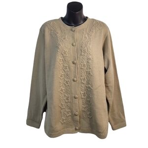 Vintage Carriage Court Tan Sweater Cardigan Size L